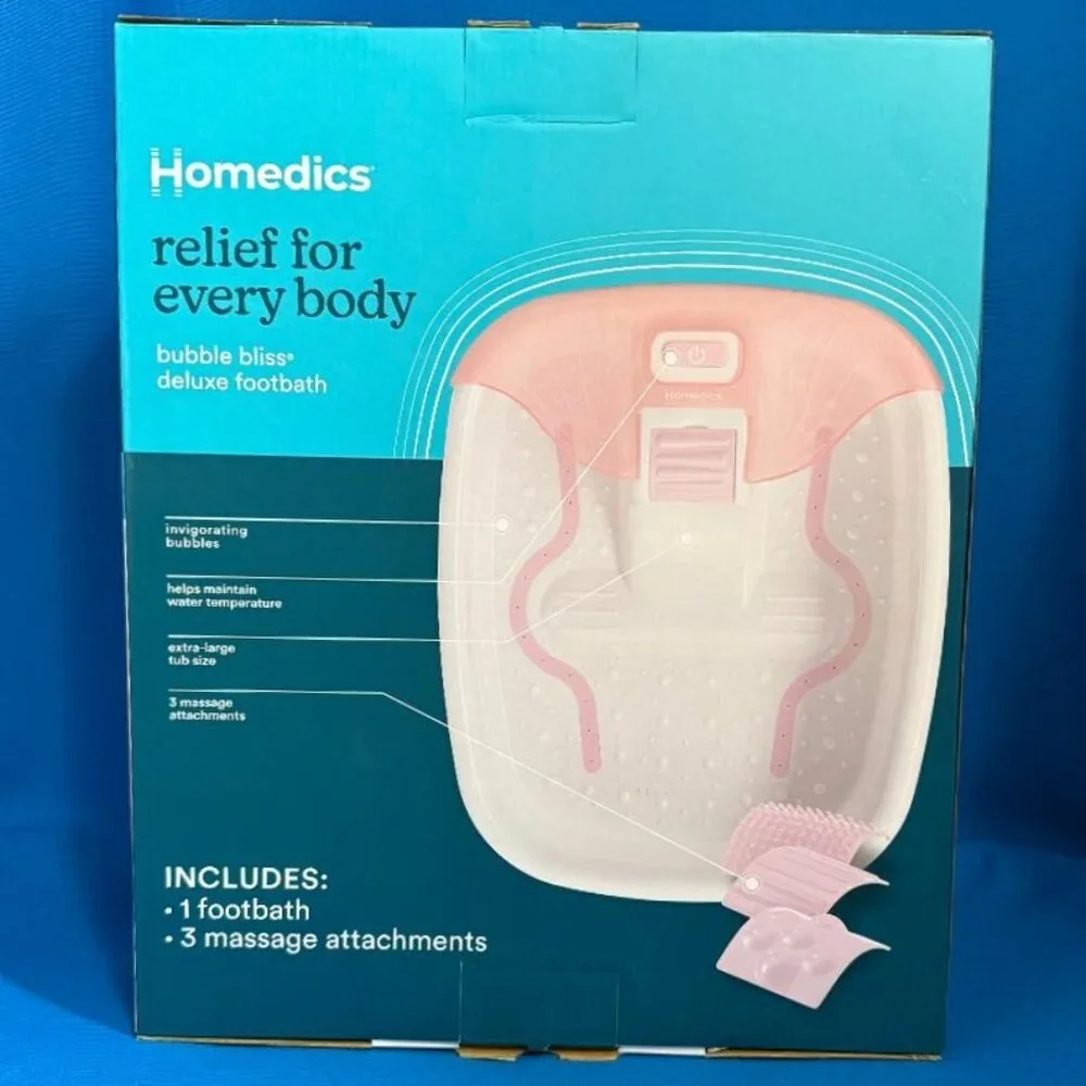 BRAND NEW  HOMEDICS BUBBLE BLISS DELUXE SOOTHING FOOTBATH W/ MASSAGE ATTACHMENTS
